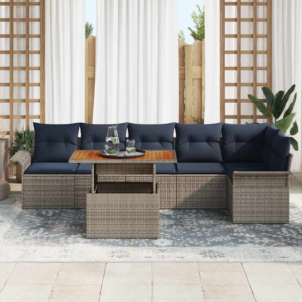 Conjunto de sofá de jardín 7 pcs Gris Poliratán
