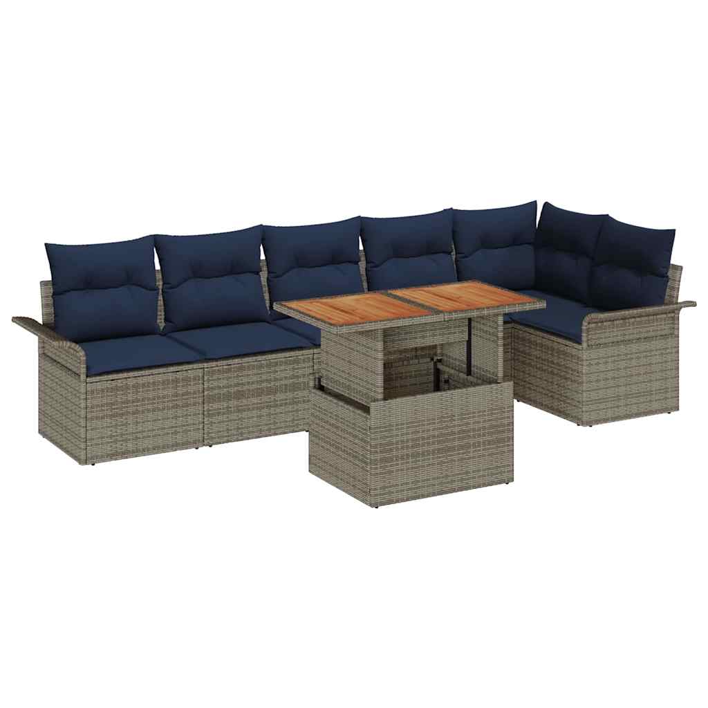 Conjunto de sofá de jardín 7 pcs Gris Poliratán