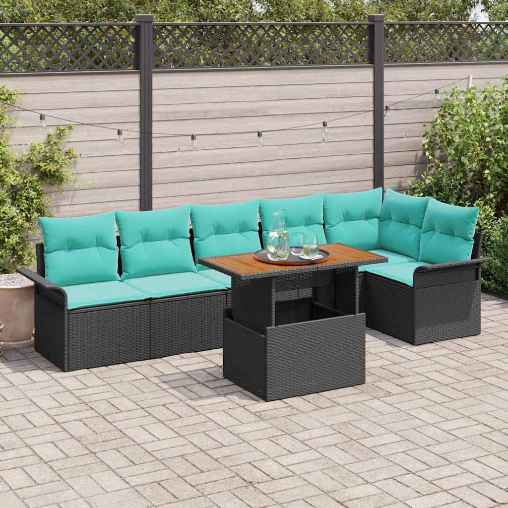 Conjunto de sofá de jardín 7 pcs Gris Poliratán