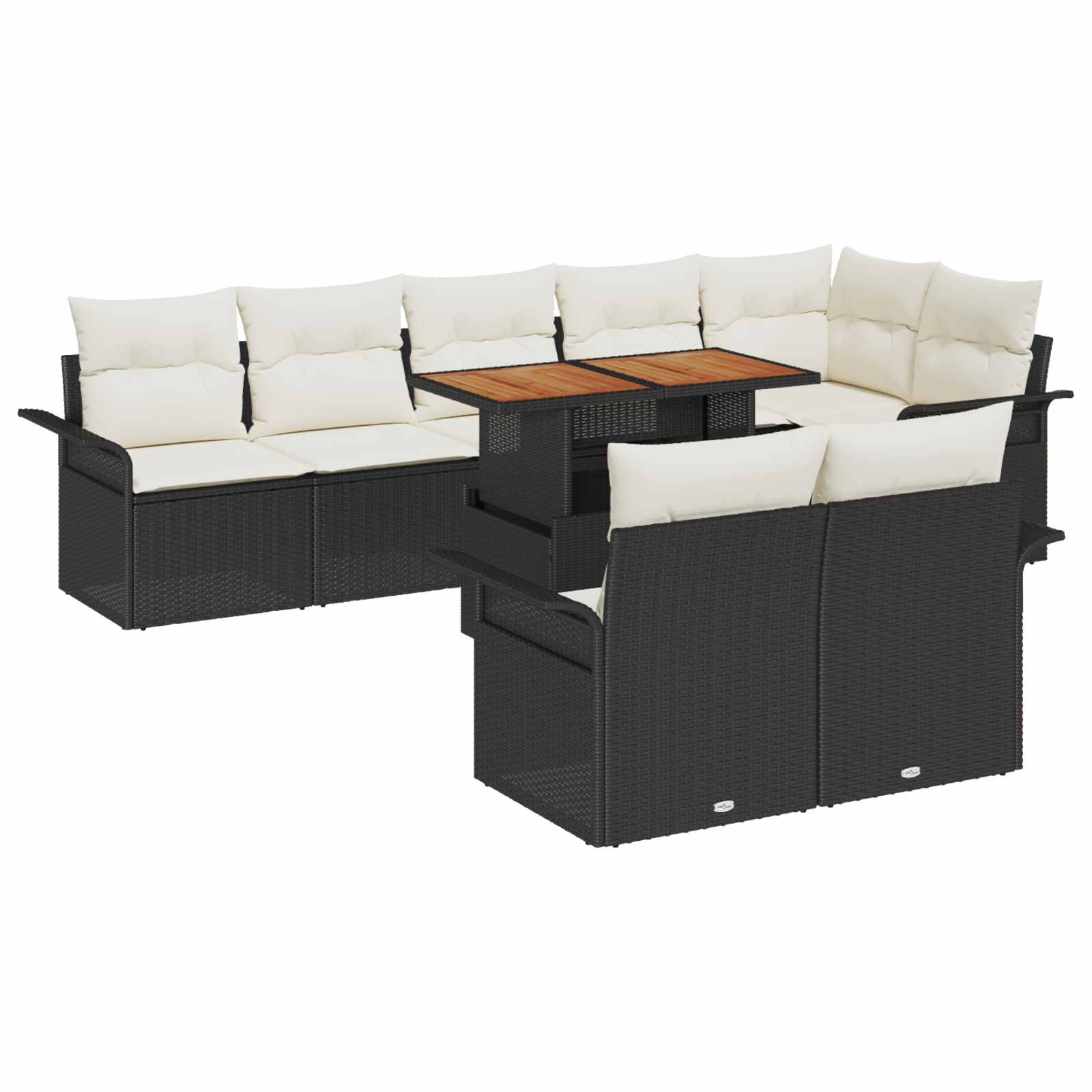 Conjunto de sofá de jardín 9 pcs Beige Poliratán
