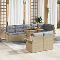 Conjunto de sofá de jardín 9 pcs Beige Poliratán
