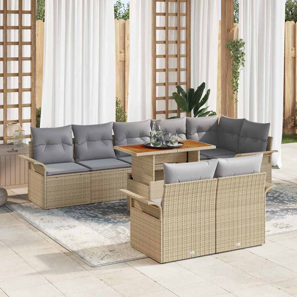 Conjunto de sofá de jardín 9 pcs Beige Poliratán