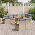Conjunto de sofá de jardín 9 pcs Beige Poliratán