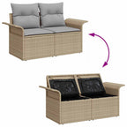 Conjunto de sofá de jardín 9 pcs Beige Poliratán