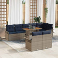 Conjunto de sofá de jardín 9 pcs Gris Poliratán