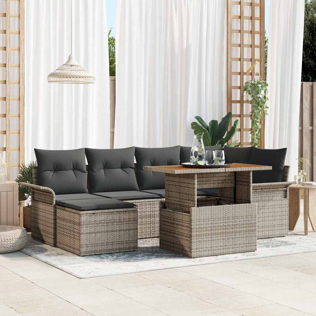 Conjunto de sofá de jardín 7 pcs Beige Poliratán