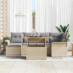 Conjunto de sofá de jardín 7 pcs Beige Poliratán