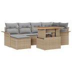 Conjunto de sofá de jardín 7 pcs Beige Poliratán