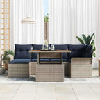 Conjunto de sofá de jardín 7 pcs Gris Poliratán
