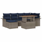 Conjunto de sofá de jardín 7 pcs Gris Poliratán