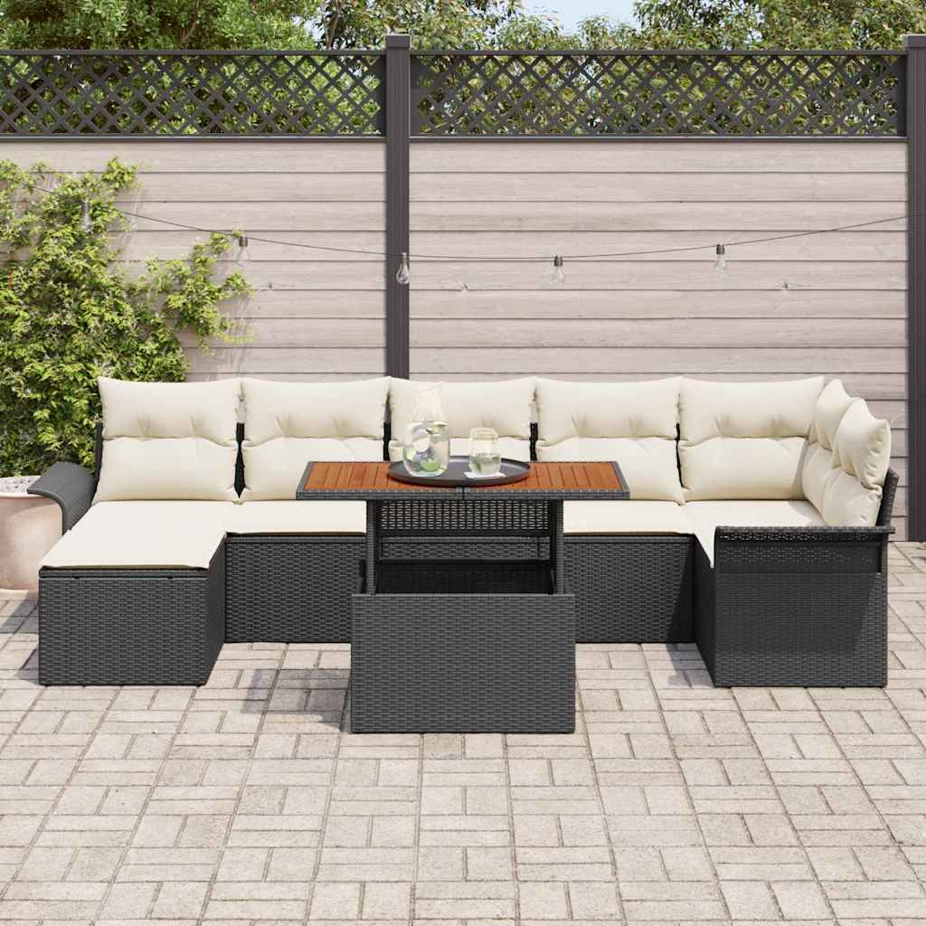 Conjunto de sofá de jardín 8 pcs Beige Poliratán