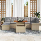 Conjunto de sofá de jardín 8 pcs Beige Poliratán