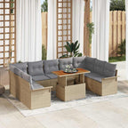 Conjunto de sofá de jardín 10 pcs Beige Poliratán