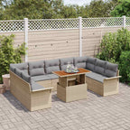 Conjunto de sofá de jardín 10 pcs Beige Poliratán