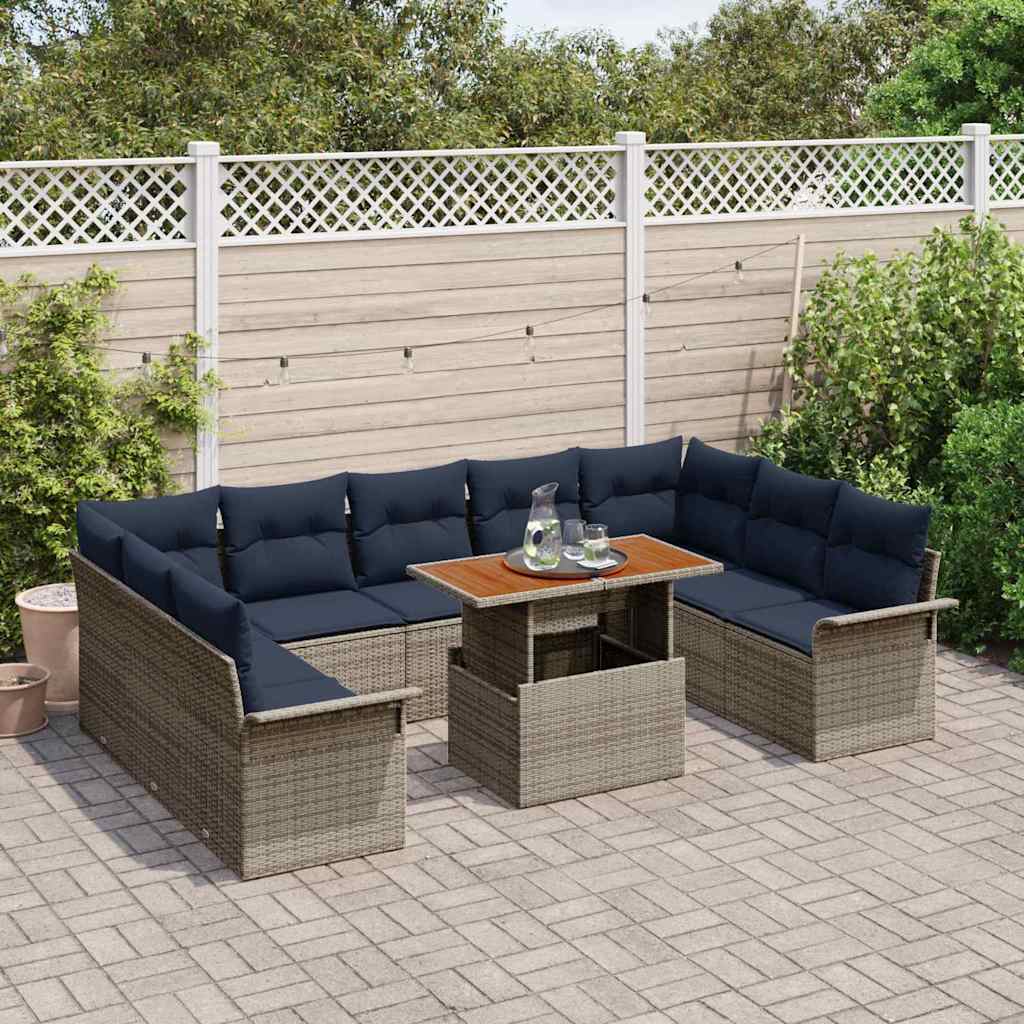 Conjunto de sofá de jardín 10 pcs Gris Poliratán