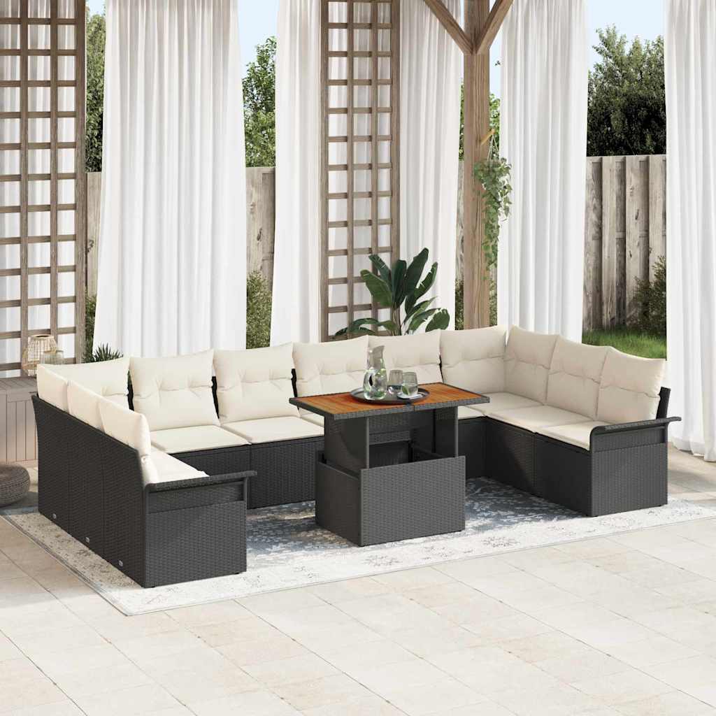 Conjunto de sofá de jardín 11 pcs Beige Poliratán