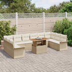 Conjunto de sofá de jardín 11 pcs Beige Poliratán