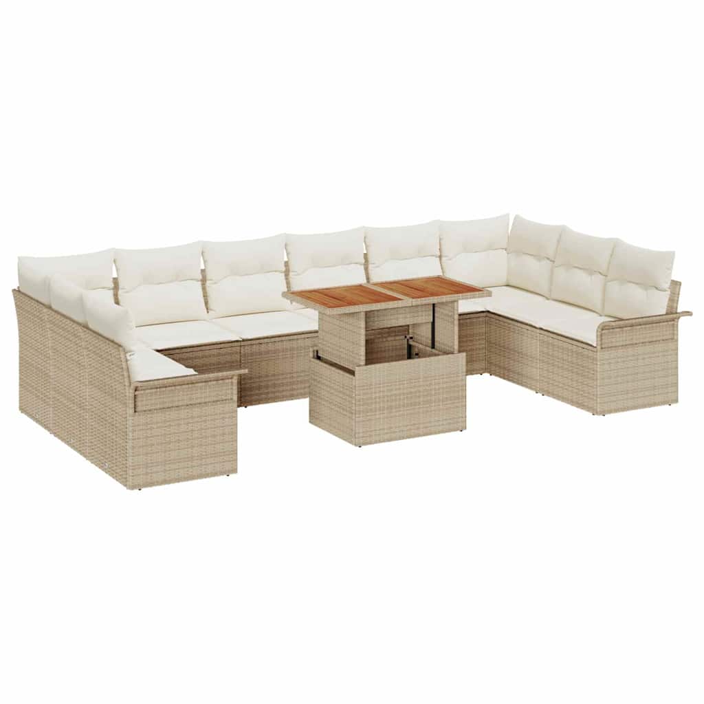 Conjunto de sofá de jardín 11 pcs Beige Poliratán