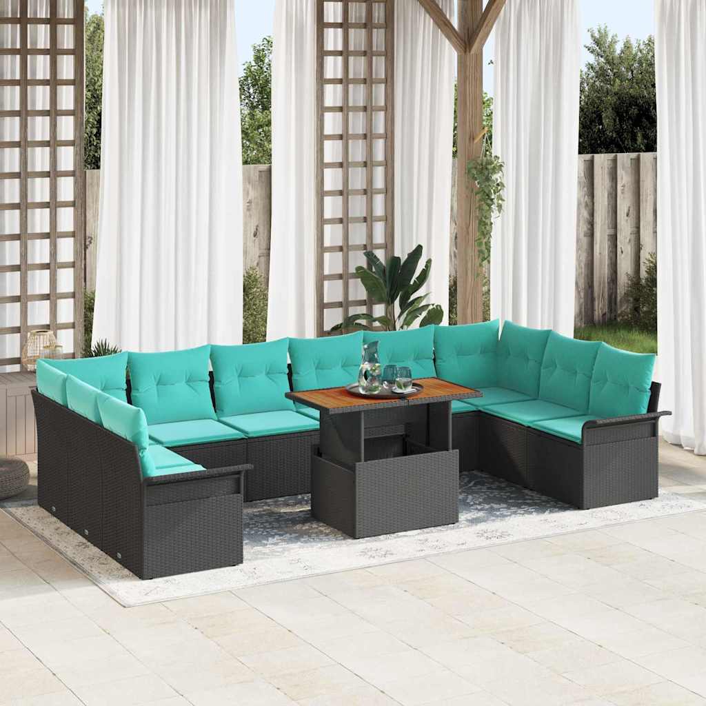 Conjunto de sofá de jardín 11 pcs Gris Poliratán