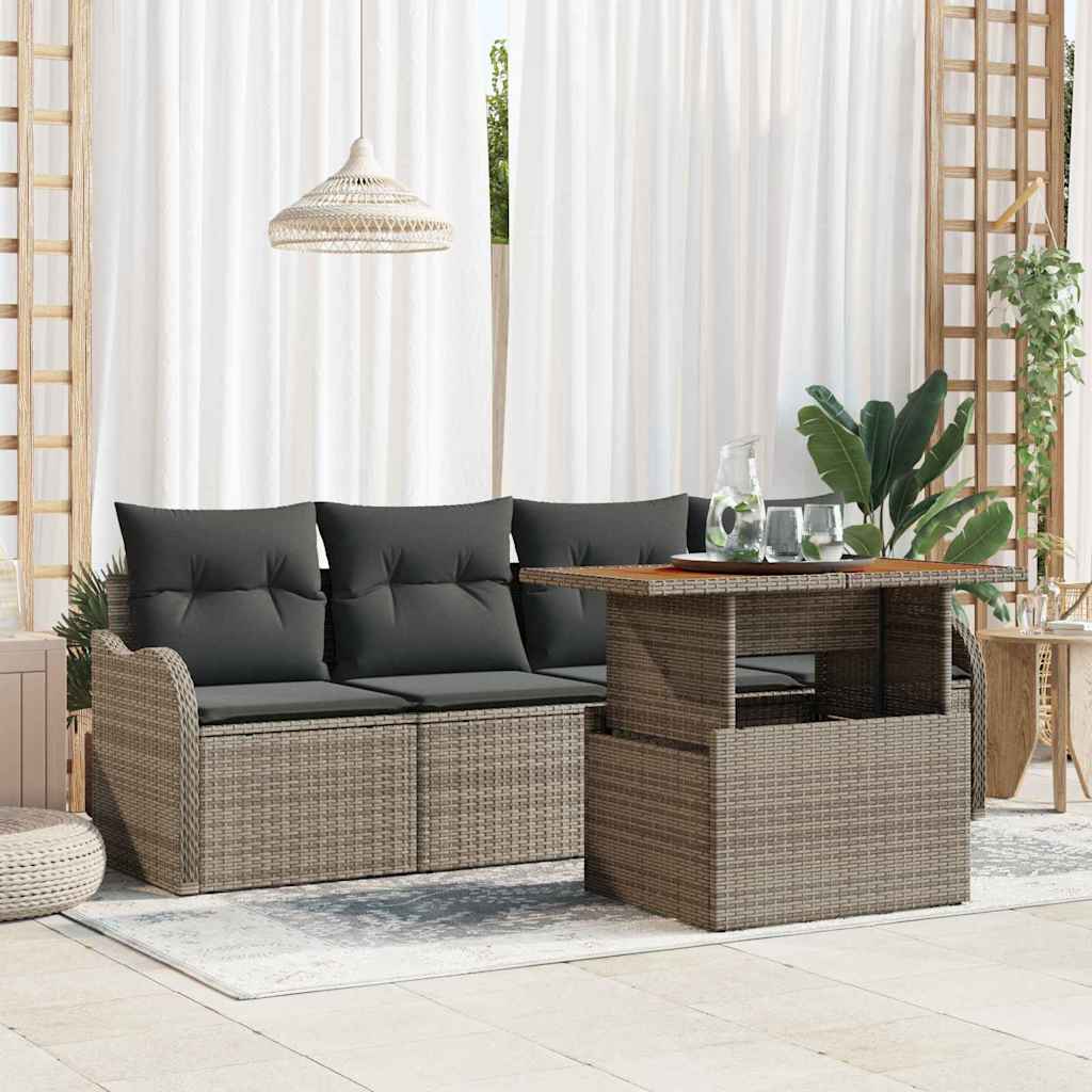 Conjunto de sofás de jardín 5 pcs Beige ratán sintético