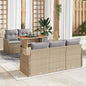 6-Piece Beige Polyrattan Garden Sofa Set
