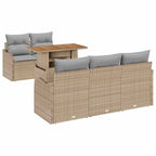 Conjunto de sofá de jardín 6 pcs Beige Poliratán