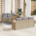 Conjunto de sofá de jardín 7 pcs Beige Poliratán