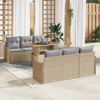 Conjunto de sofá de jardín 7 pcs Beige Poliratán