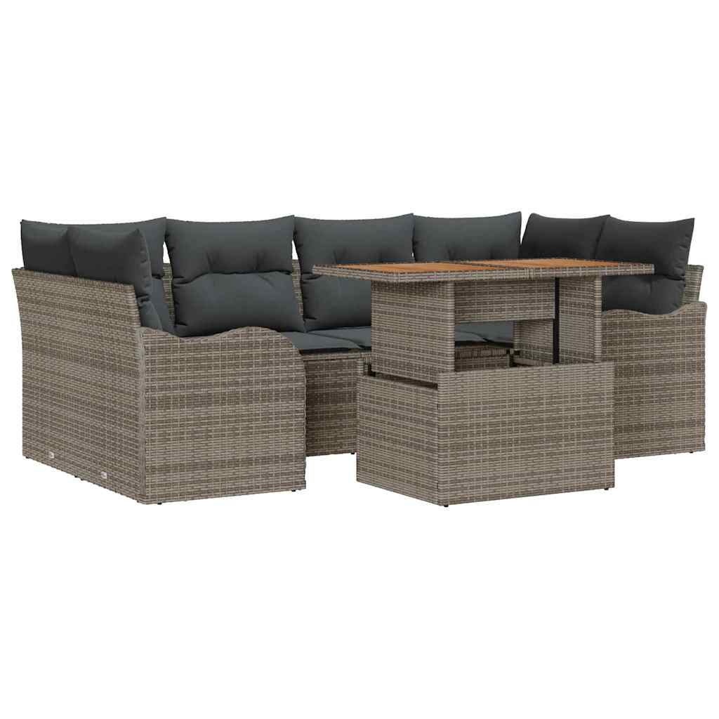 Conjunto de sofá de jardín 7 pcs Gris Poliratán