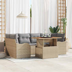 Conjunto de sofá de jardín 7 pcs Beige Poliratán