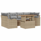 Conjunto de sofá de jardín 7 pcs Beige Poliratán