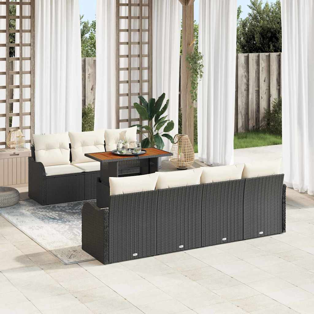 Conjunto de sofá de jardim 8 peças Bege Polirratan
