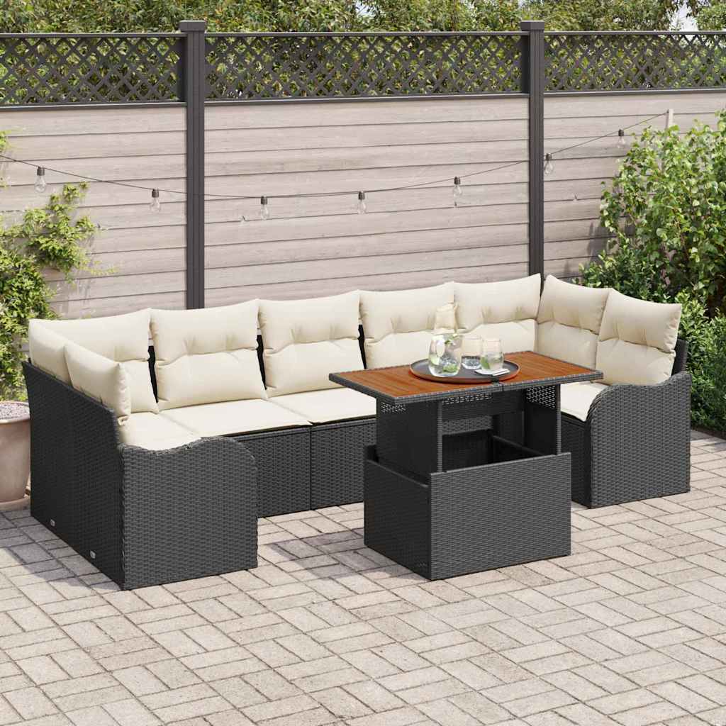 Conjunto de sofá de jardim 7 peças em vime sintético Castanho e Vermelho