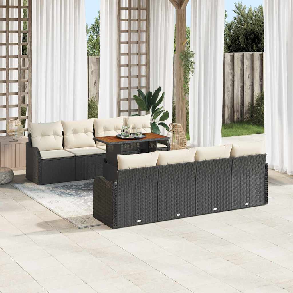 Conjunto de sofá de jardín 9 pcs Beige Poliratán