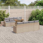 Conjunto de sofá de jardín 9 pcs Beige Poliratán