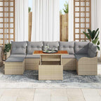 Conjunto de sofá de jardín 8 pcs Beige Poliratán