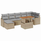 Conjunto de sofá de jardín 8 pcs Beige Poliratán
