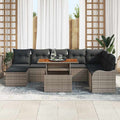 Conjunto de sofá de jardín 9 pcs Beige Poliratán