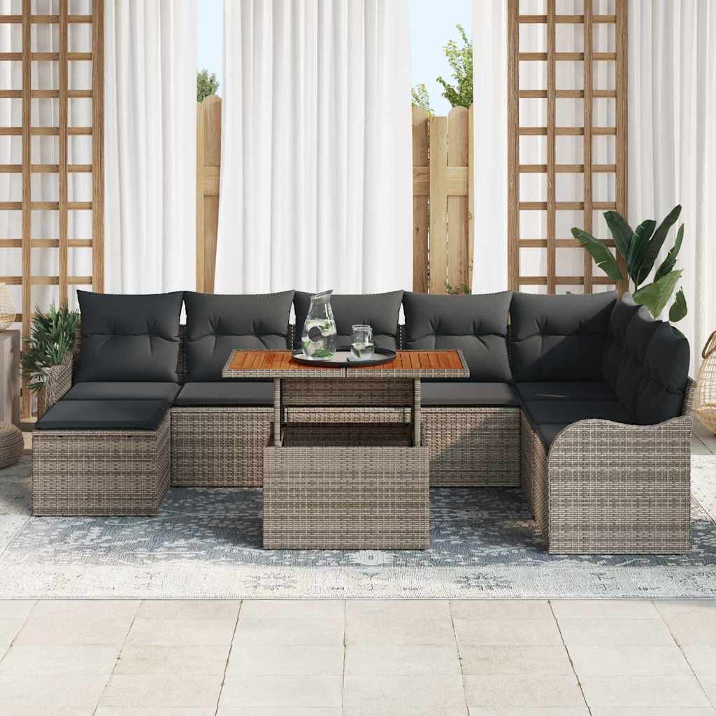 Conjunto de sofá de jardín 9 pcs Beige Poliratán