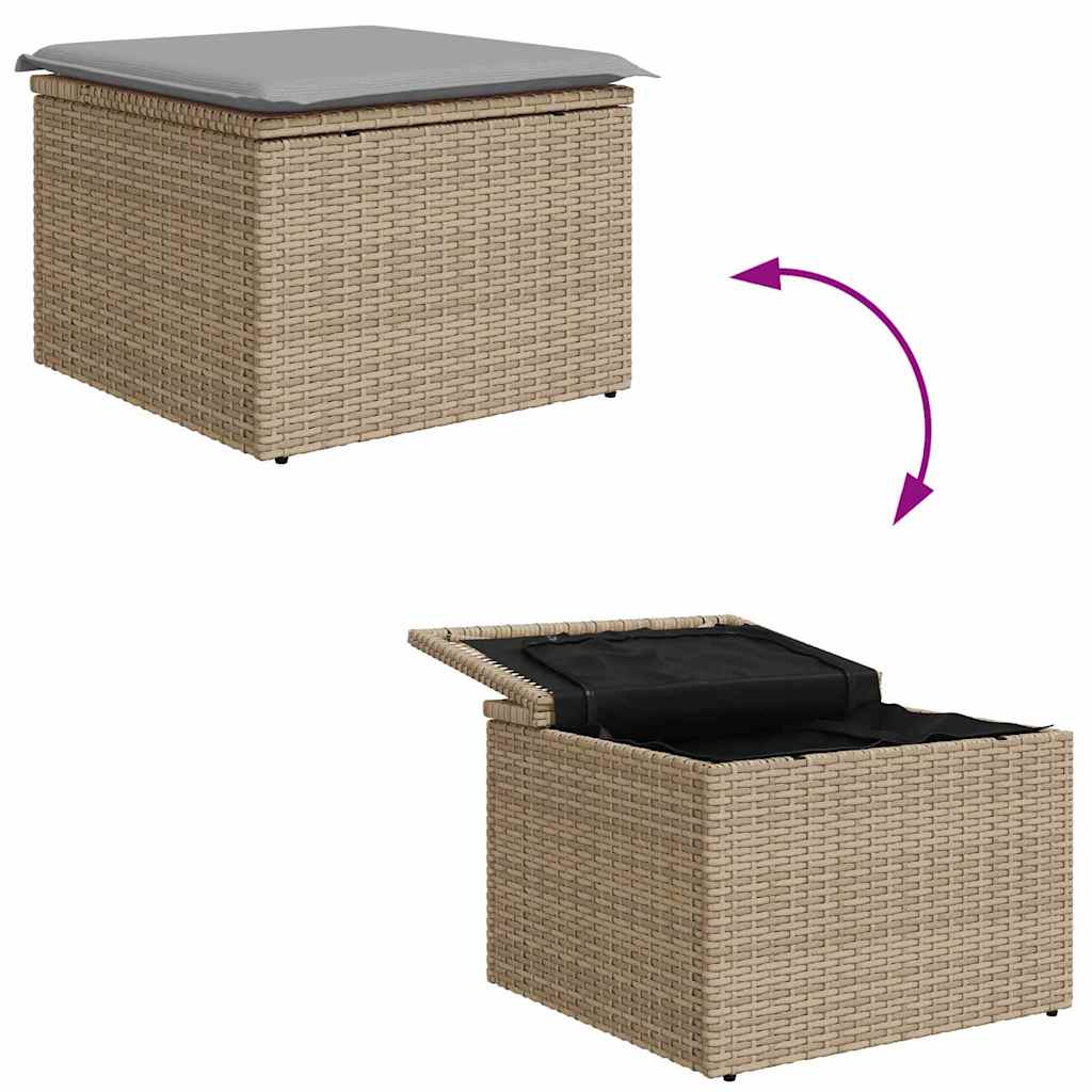 Conjunto de sofá de jardín 9 pcs Beige Poliratán