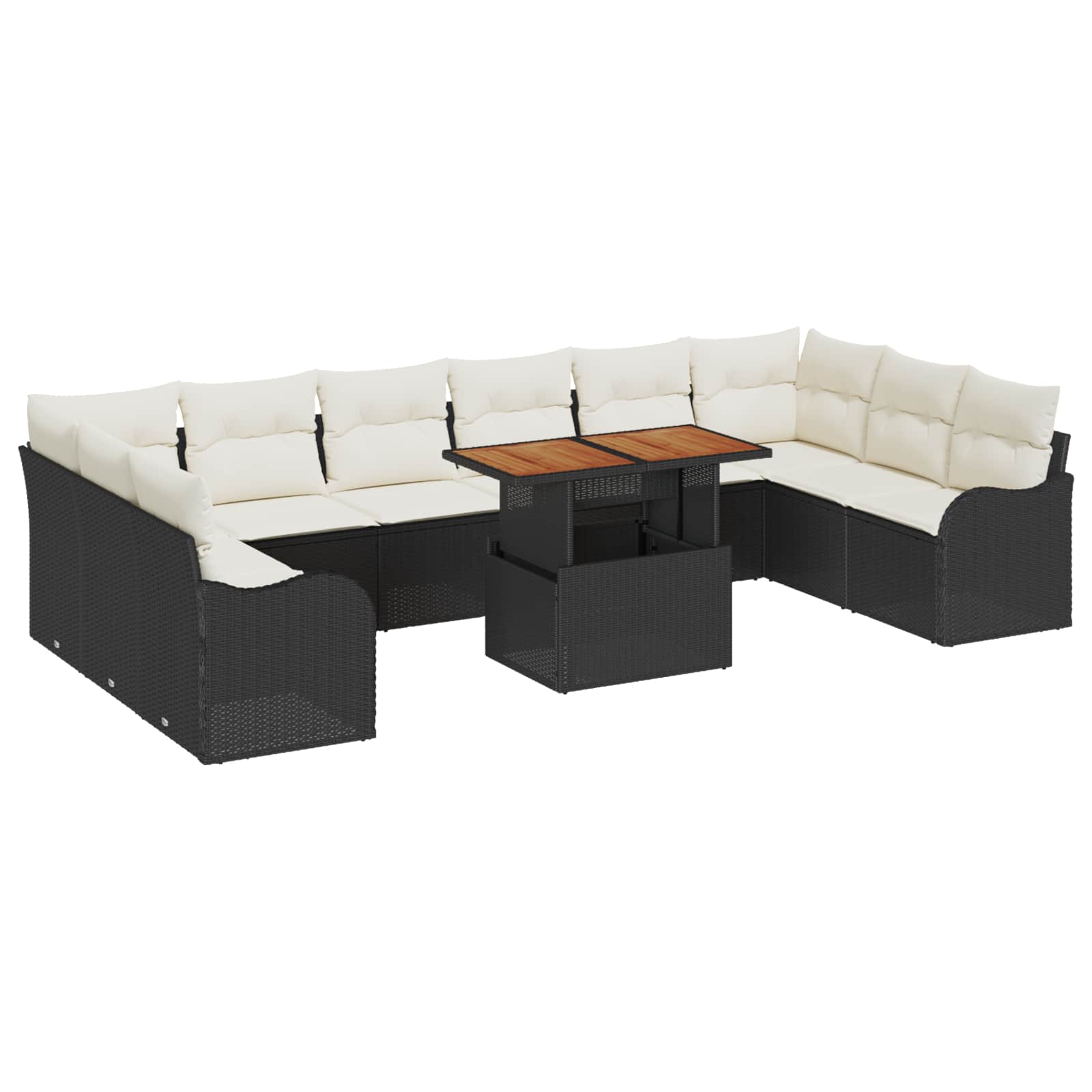 Conjunto de sofá de jardín 11 pcs Beige Poliratán