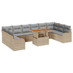 Conjunto de sofá de jardín 11 pcs Beige Poliratán