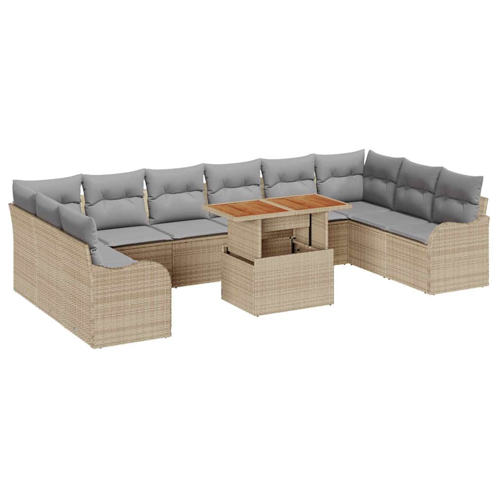 Conjunto de sofá de jardín 11 pcs Beige Poliratán