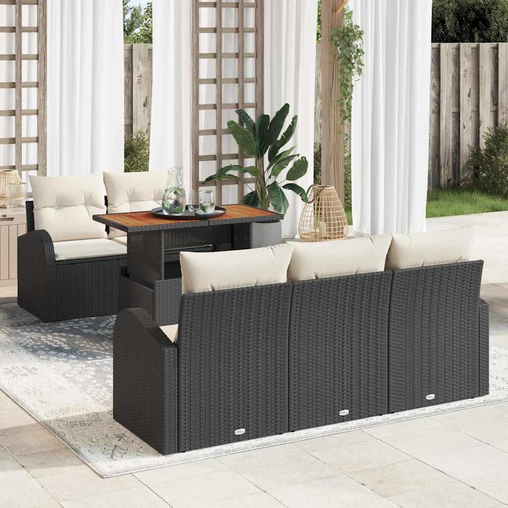 Conjunto de sofá de jardín 6 pcs Beige Poliratán