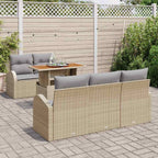 Conjunto de sofá de jardín 6 pcs Beige Poliratán