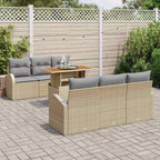 Conjunto de sofá de jardín 7 pcs Beige Poliratán