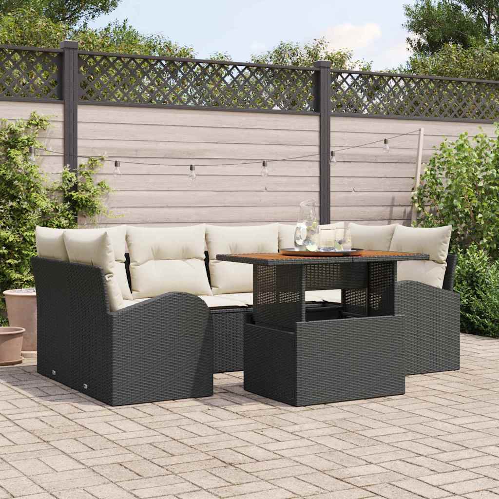 Conjunto de sofá de jardín 7 pcs Beige Poliratán