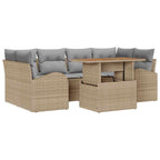 Conjunto de sofá de jardín 7 pcs Beige Poliratán