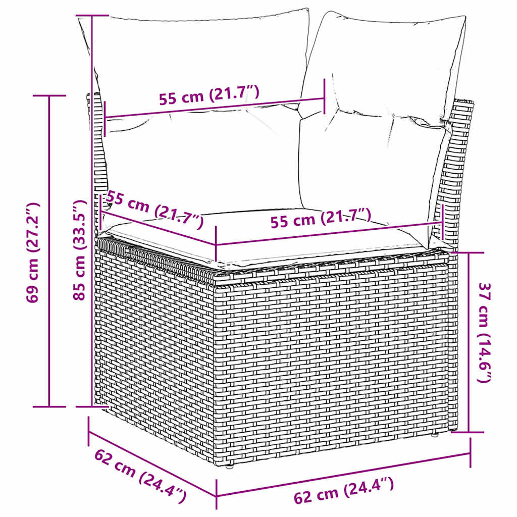 Conjunto de sofá de jardín 7 pcs Beige Poliratán