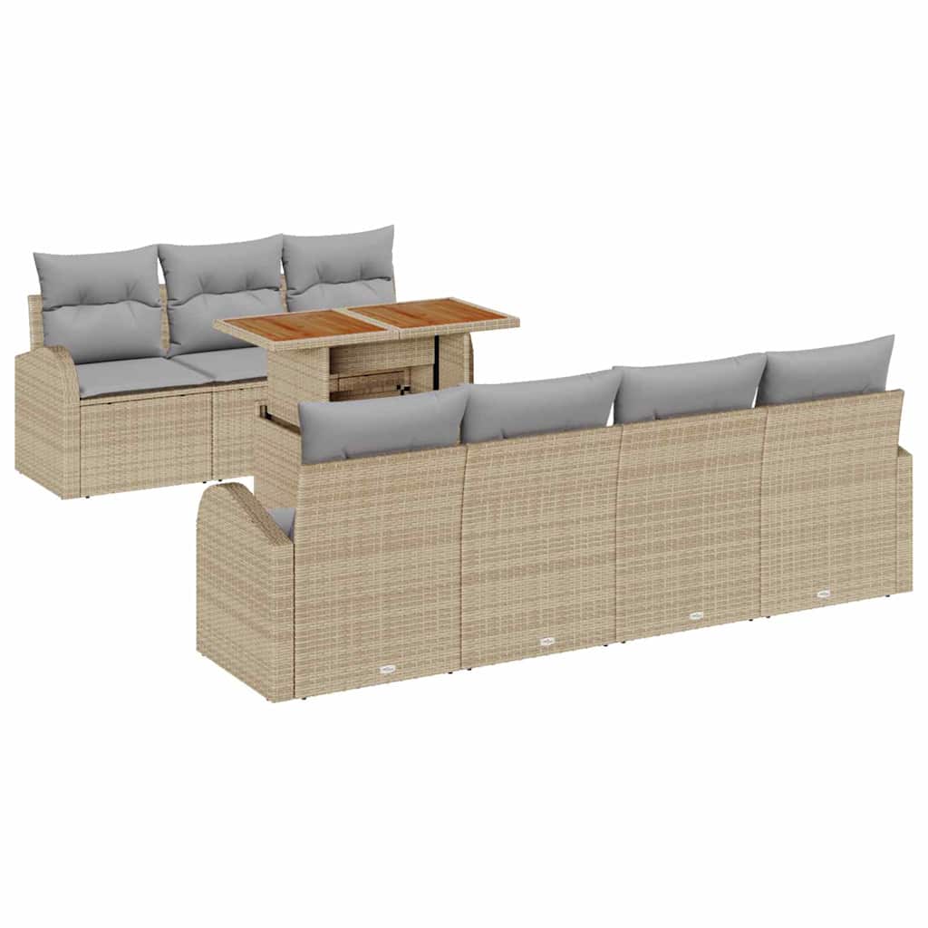 Conjunto de sofá de jardín 8 pcs Beige Poliratán